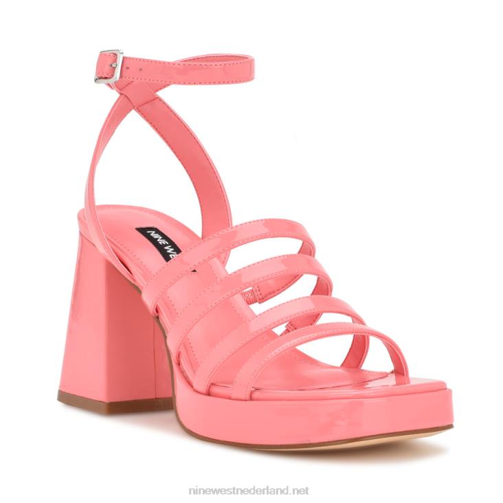 teriss plateausandalen met bandjes Nine West 62LB280 roze roos patent