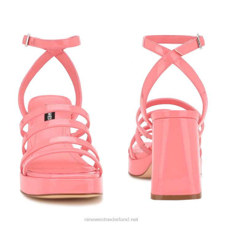 teriss plateausandalen met bandjes Nine West 62LB280 roze roos patent
