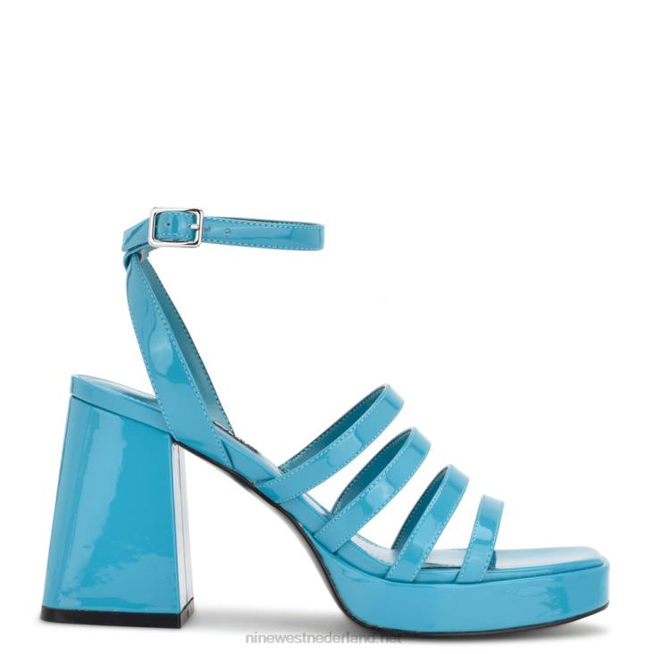 teriss plateausandalen met bandjes Nine West 62LB283 aqua blauw patent