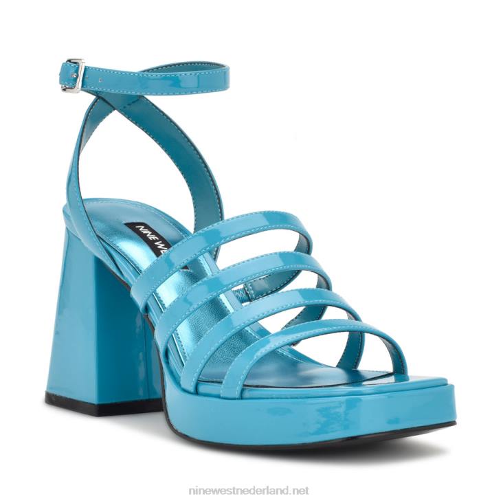 teriss plateausandalen met bandjes Nine West 62LB283 aqua blauw patent