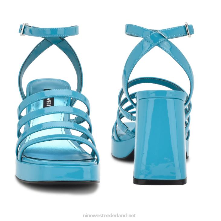 teriss plateausandalen met bandjes Nine West 62LB283 aqua blauw patent