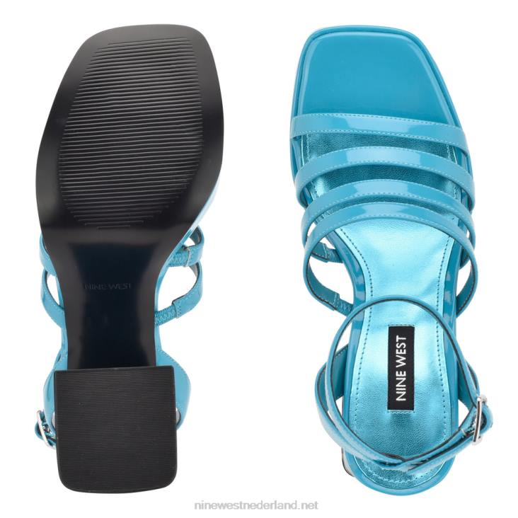teriss plateausandalen met bandjes Nine West 62LB283 aqua blauw patent