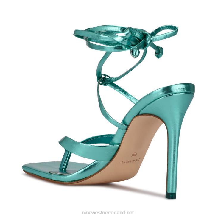terrien sandalen met enkelbandjes en hak Nine West 62LB1994 turkoois metaalachtig