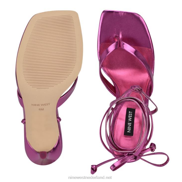 terrien sandalen met enkelbandjes en hak Nine West 62LB1998 donkerroze metallic