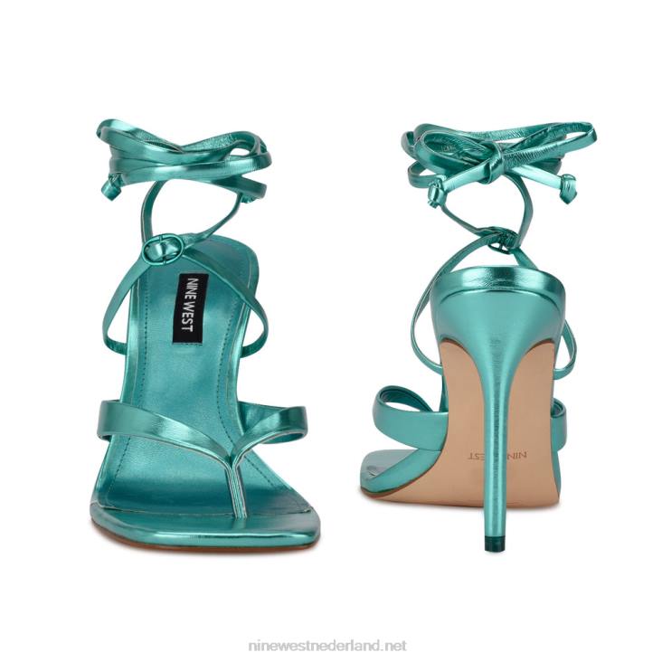 terrien sandalen met enkelbandjes en hak Nine West 62LB582 turkoois metaalachtig