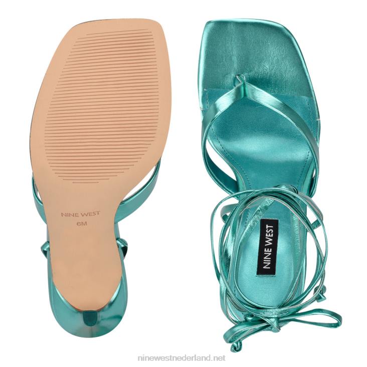 terrien sandalen met enkelbandjes en hak Nine West 62LB582 turkoois metaalachtig