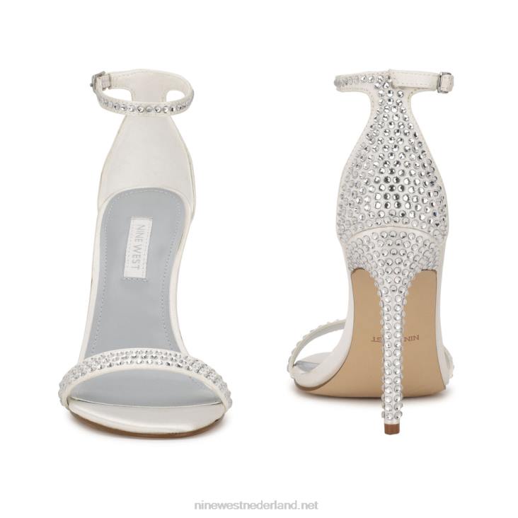 toria sandalen met enkelbandje Nine West 62LB2073 wit satijn