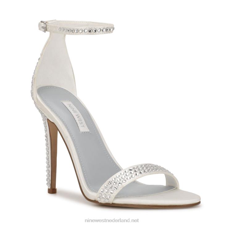 toria sandalen met enkelbandje Nine West 62LB637 wit satijn