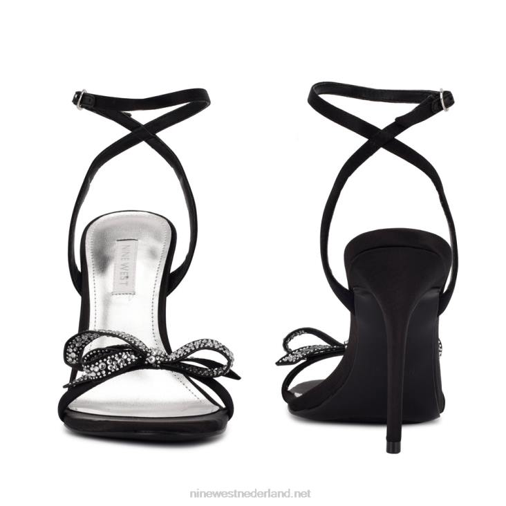 trouwen met sandalen met strikhak Nine West 62LB421 zwart satijn kristal