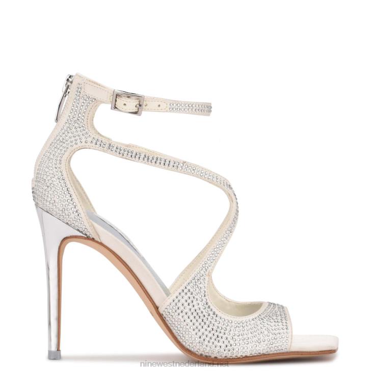 tulah sandalen met enkelbandje Nine West 62LB468 wit satijn