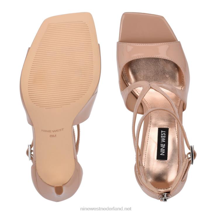 tulah sandalen met enkelbandje Nine West 62LB499 nauwelijks naakt patent