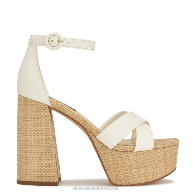 willie platform sandalen Nine West 62LB274 witte raffia