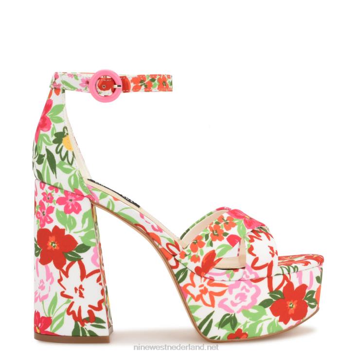 willie platform sandalen Nine West 62LB305 witte multi bloemen