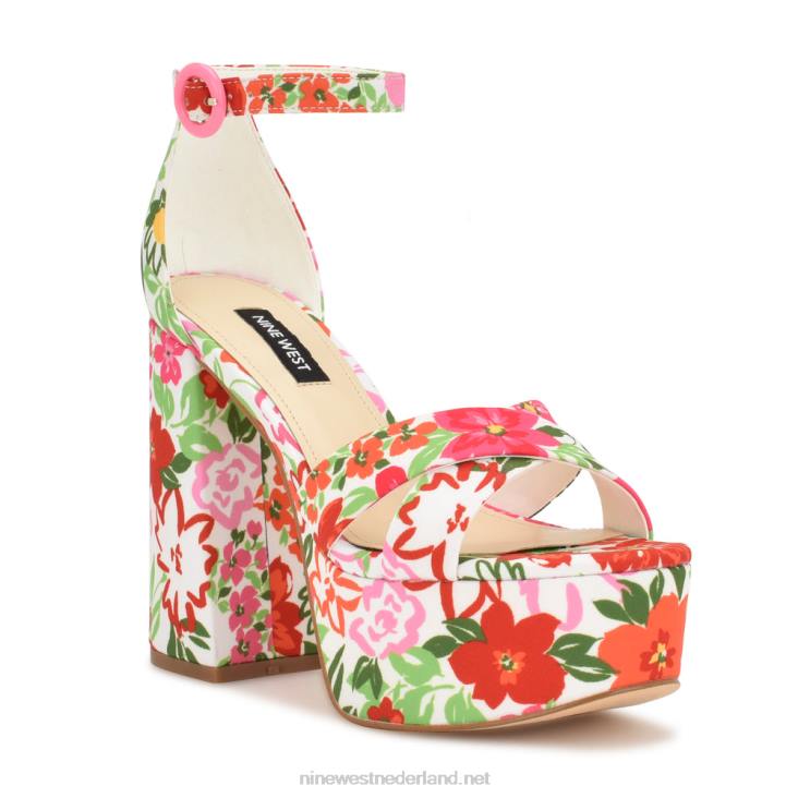 willie platform sandalen Nine West 62LB305 witte multi bloemen