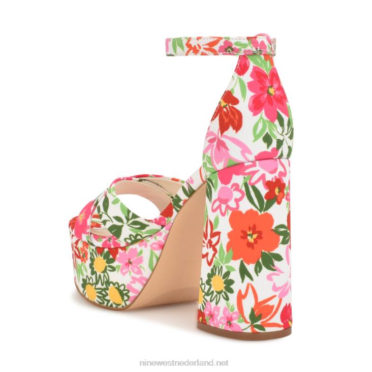 willie platform sandalen Nine West 62LB305 witte multi bloemen