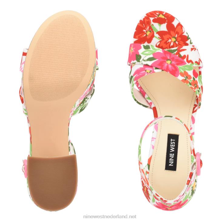 willie platform sandalen Nine West 62LB305 witte multi bloemen