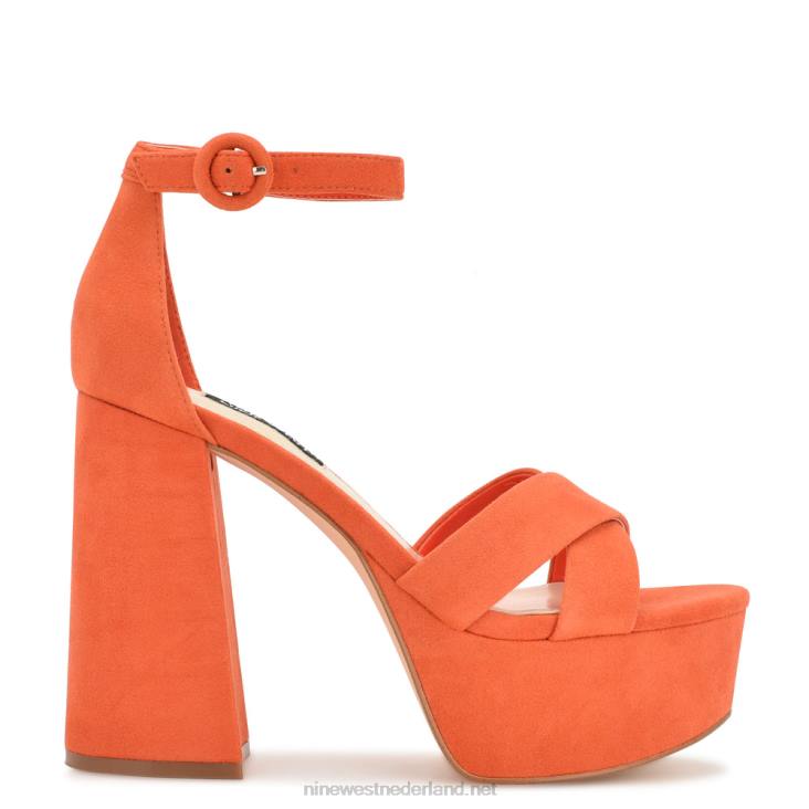 willie platform sandalen Nine West 62LB307 oranje suède