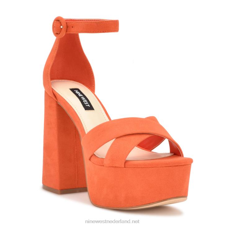 willie platform sandalen Nine West 62LB307 oranje suède