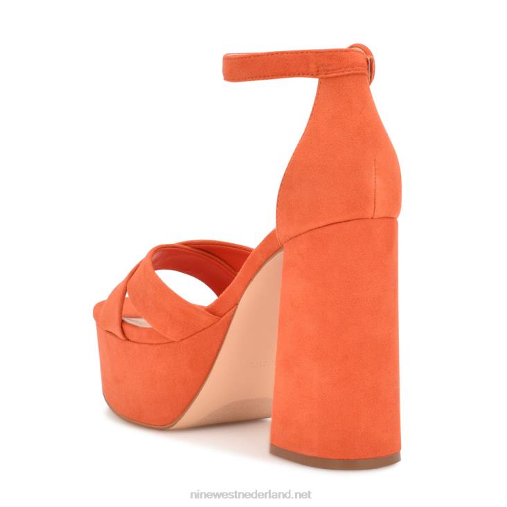 willie platform sandalen Nine West 62LB307 oranje suède