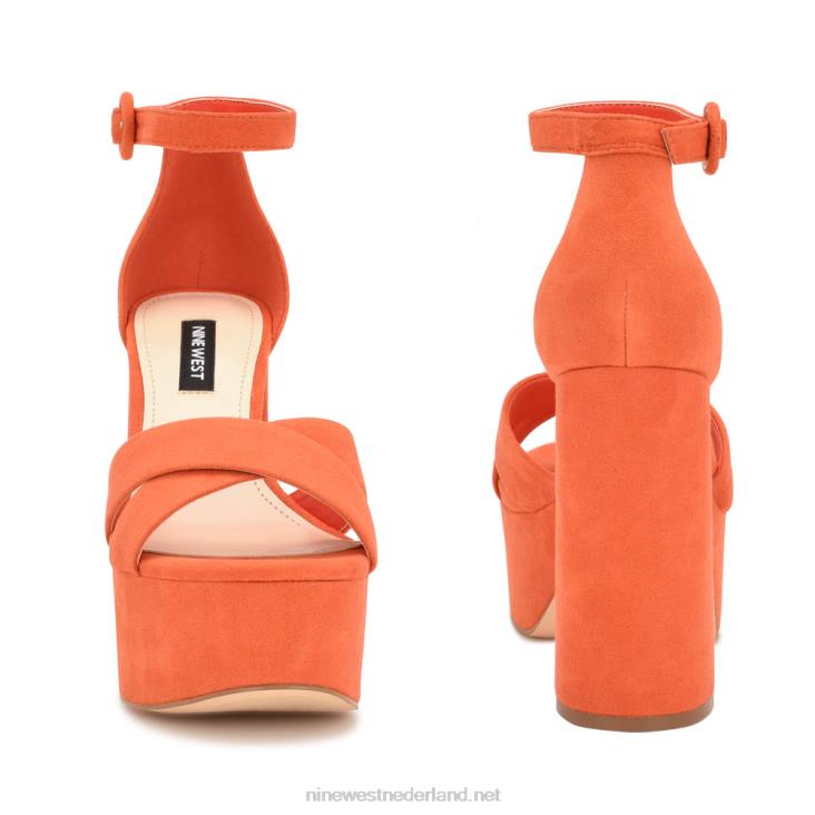 willie platform sandalen Nine West 62LB307 oranje suède