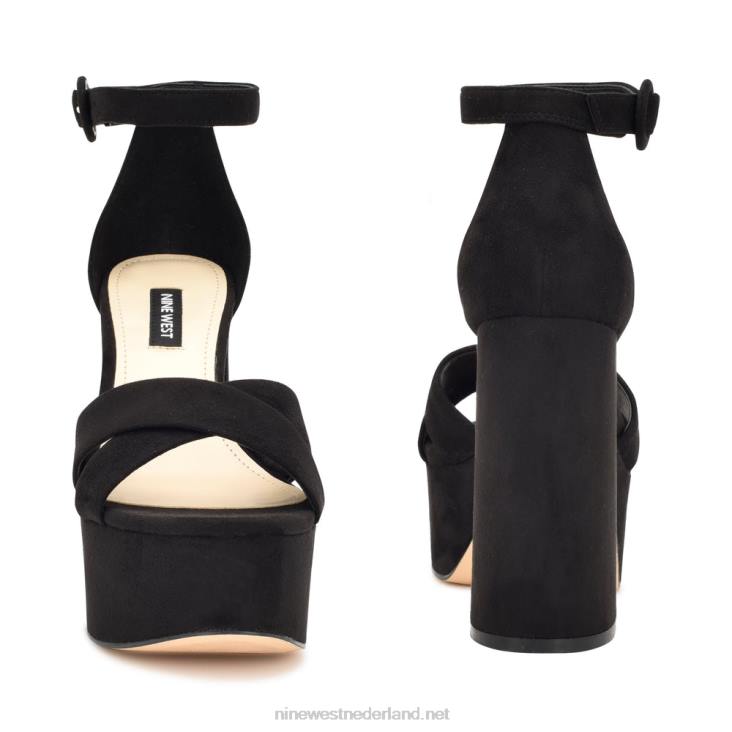willie platform sandalen Nine West 62LB309 zwart suède