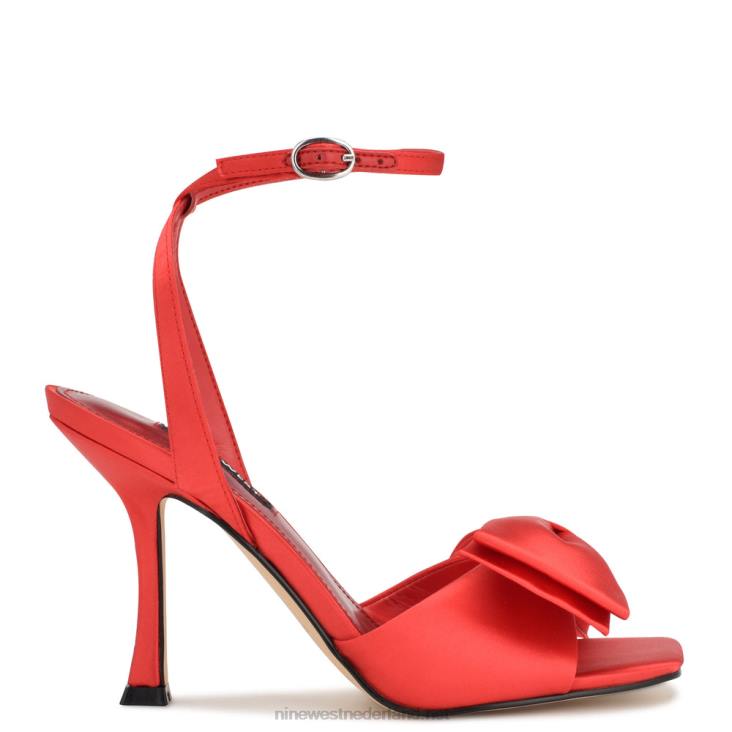 yaway sandalen met enkelbandjes en hakken Nine West 62LB268 rood satijn