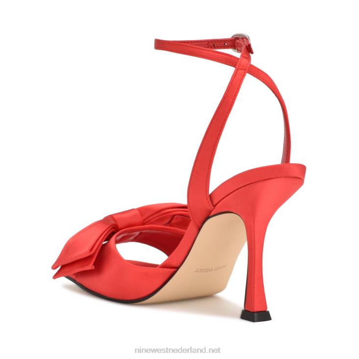 yaway sandalen met enkelbandjes en hakken Nine West 62LB268 rood satijn