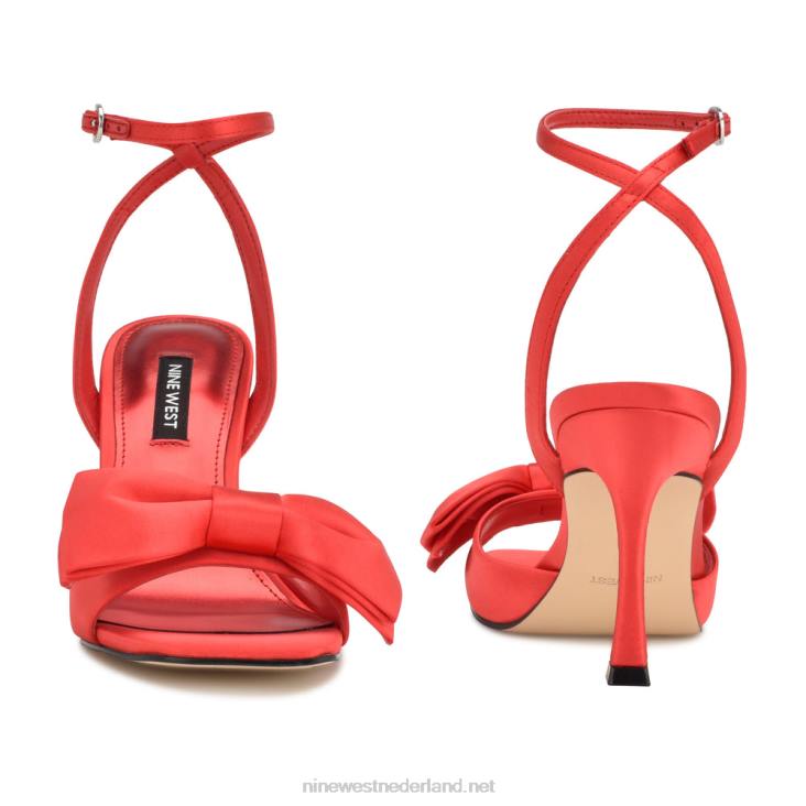 yaway sandalen met enkelbandjes en hakken Nine West 62LB268 rood satijn