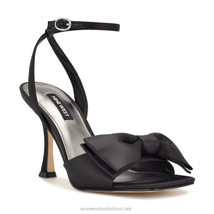 yaway sandalen met enkelbandjes en hakken Nine West 62LB271 zwart satijn