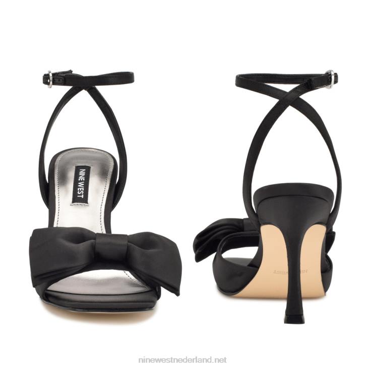 yaway sandalen met enkelbandjes en hakken Nine West 62LB271 zwart satijn
