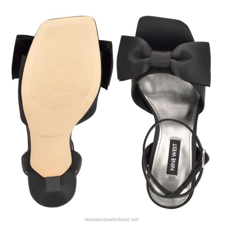 yaway sandalen met enkelbandjes en hakken Nine West 62LB271 zwart satijn