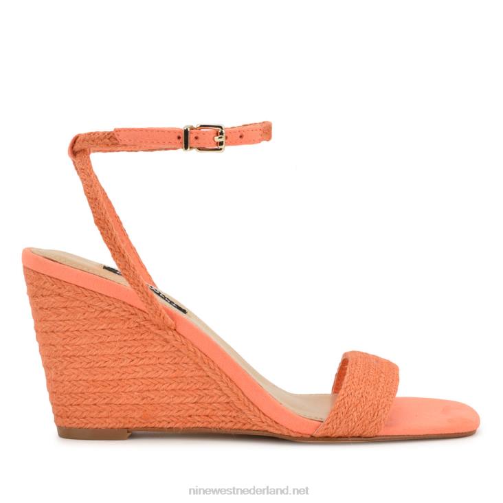 Nijl sandalen met sleehak Nine West 62LB829 oranje geweven