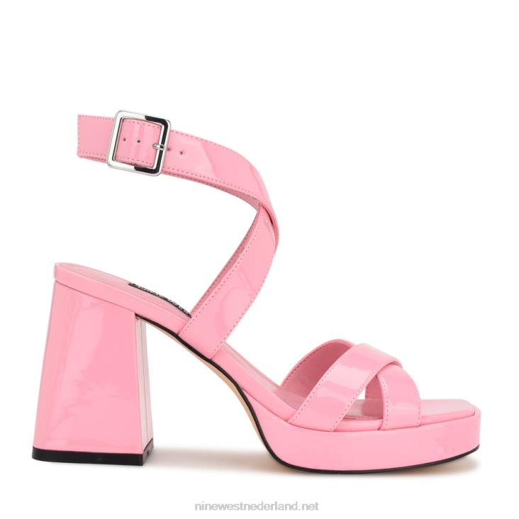 pakken sandalen met enkelbandje en plateauzool aan Nine West 62LB820 roze patent