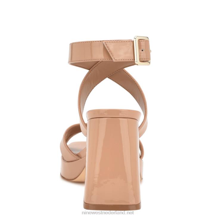 pakken sandalen met enkelbandje en plateauzool aan Nine West 62LB822 blozen patent