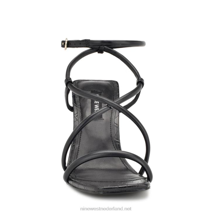 yeera sandalen met bandjes en hakken Nine West 62LB819 zwarte krokodil