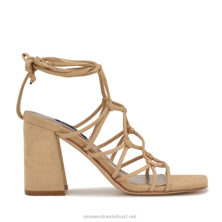 Glaven enkel wrap sandalen Nine West 62LB837 lichtbruin suède