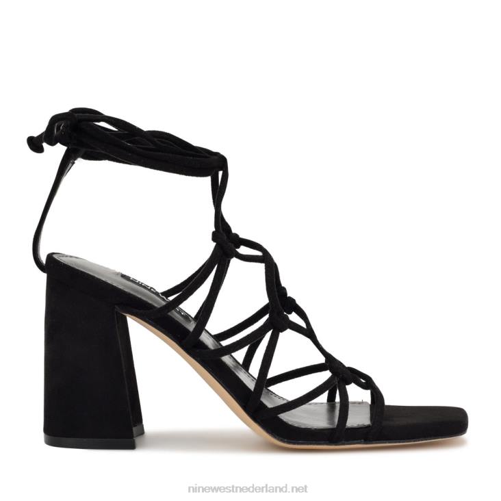 Glaven enkel wrap sandalen Nine West 62LB839 zwart suède