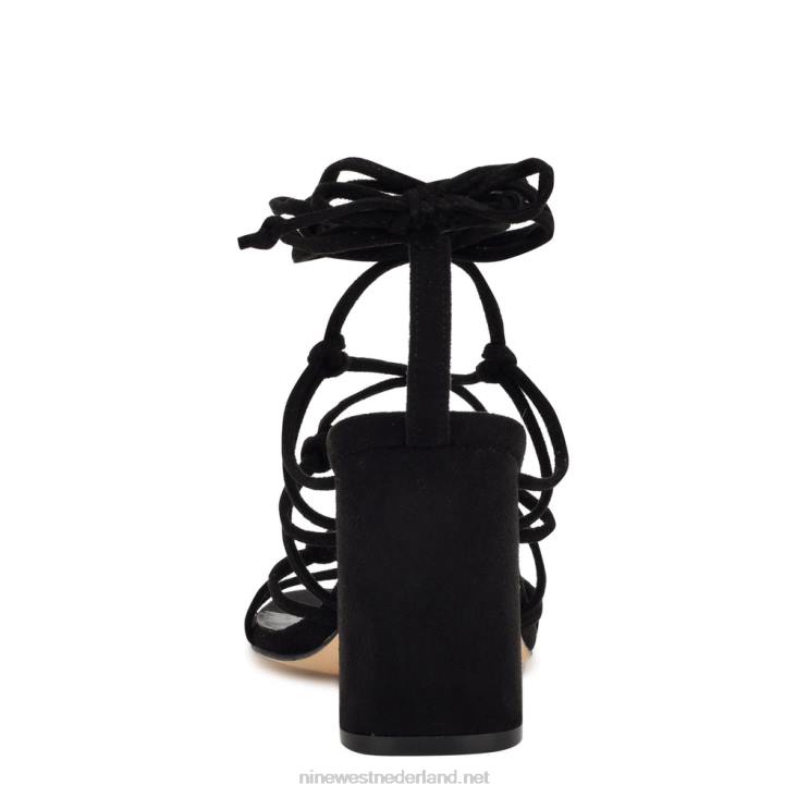 Glaven enkel wrap sandalen Nine West 62LB839 zwart suède