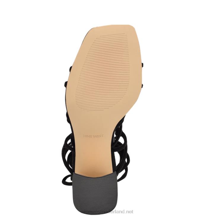 Glaven enkel wrap sandalen Nine West 62LB839 zwart suède