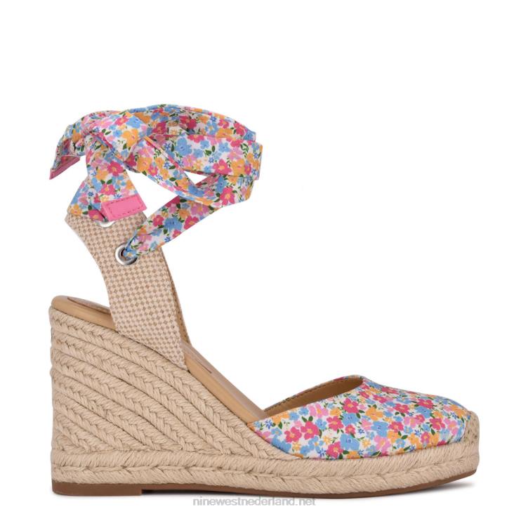 espadrillesandalen met sleehak en enkelband van friend Nine West 62LB843 ditzy bloemen