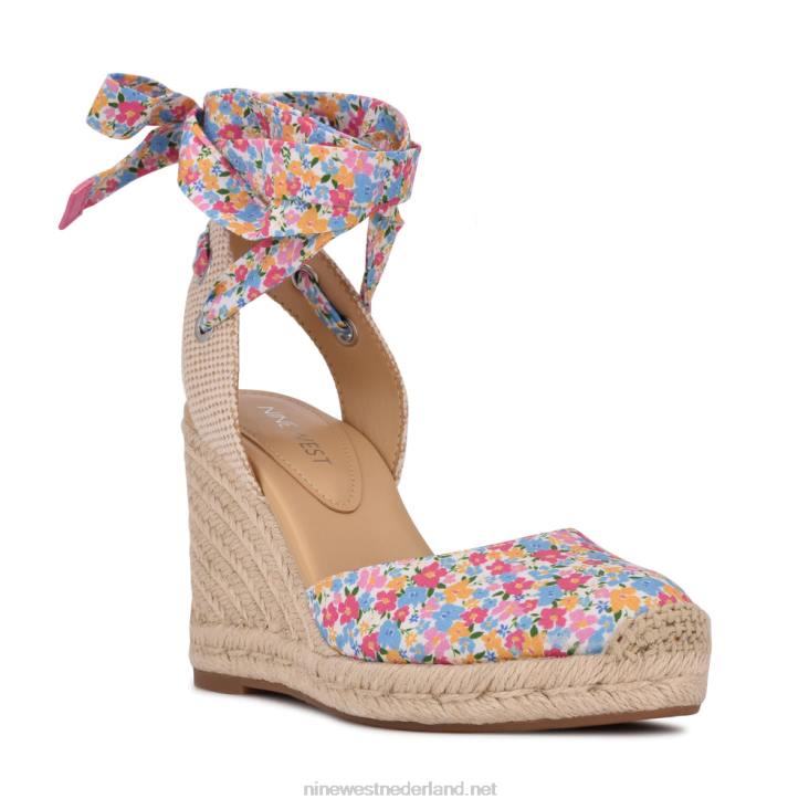 espadrillesandalen met sleehak en enkelband van friend Nine West 62LB843 ditzy bloemen
