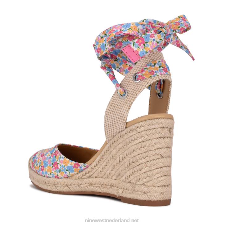 espadrillesandalen met sleehak en enkelband van friend Nine West 62LB843 ditzy bloemen