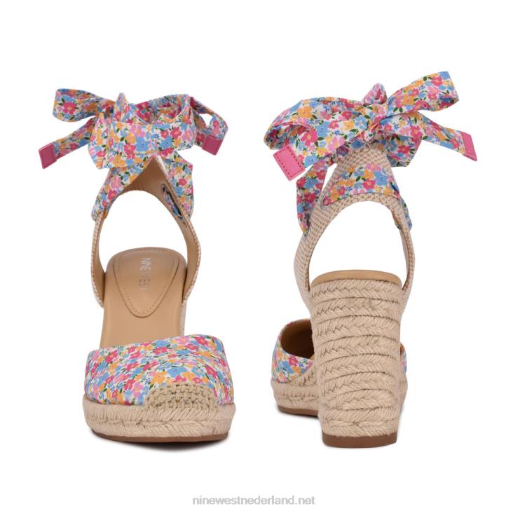 espadrillesandalen met sleehak en enkelband van friend Nine West 62LB843 ditzy bloemen