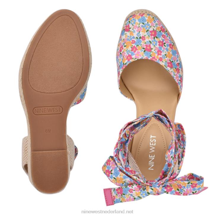 espadrillesandalen met sleehak en enkelband van friend Nine West 62LB843 ditzy bloemen