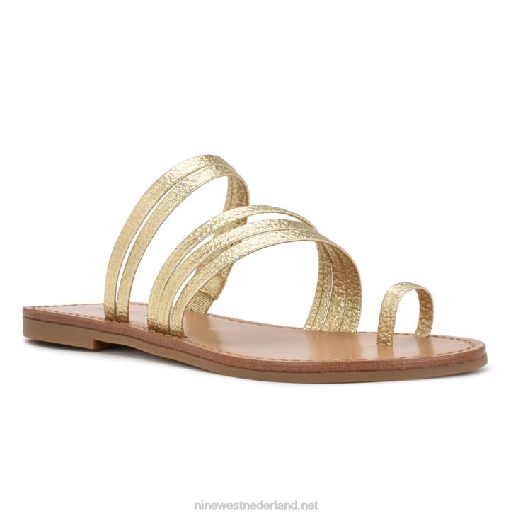 cins toe ring platte sandaaltjes met bandjes Nine West 62LB801 platina