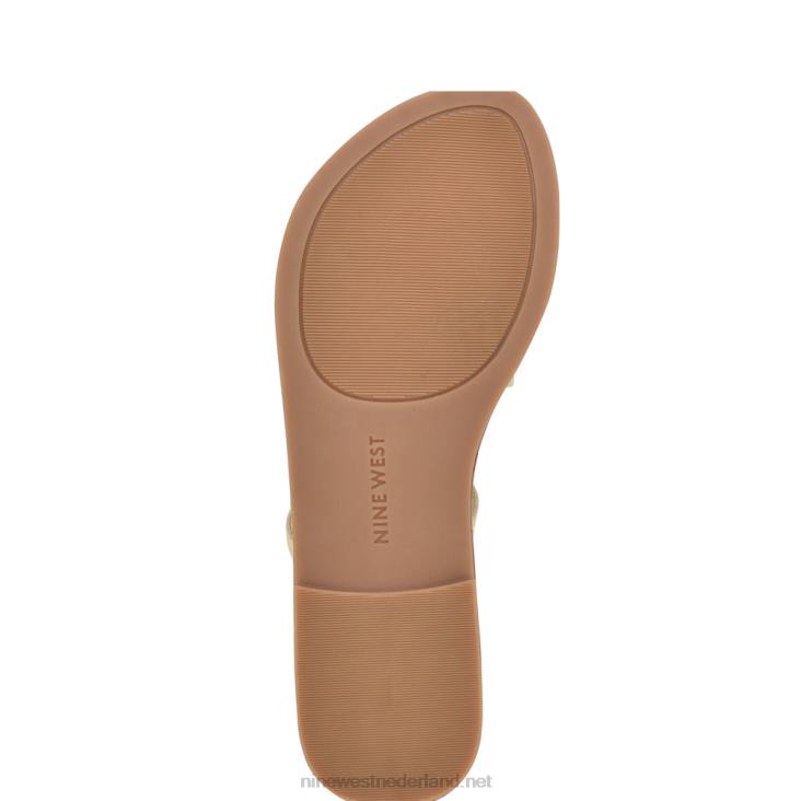 cins toe ring platte sandaaltjes met bandjes Nine West 62LB801 platina