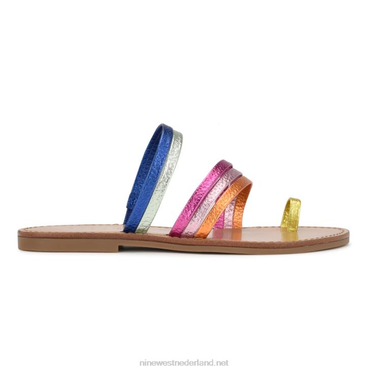 cins toe ring platte sandaaltjes met bandjes Nine West 62LB802 meerkleurig metaal