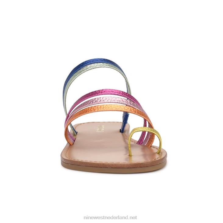 cins toe ring platte sandaaltjes met bandjes Nine West 62LB802 meerkleurig metaal