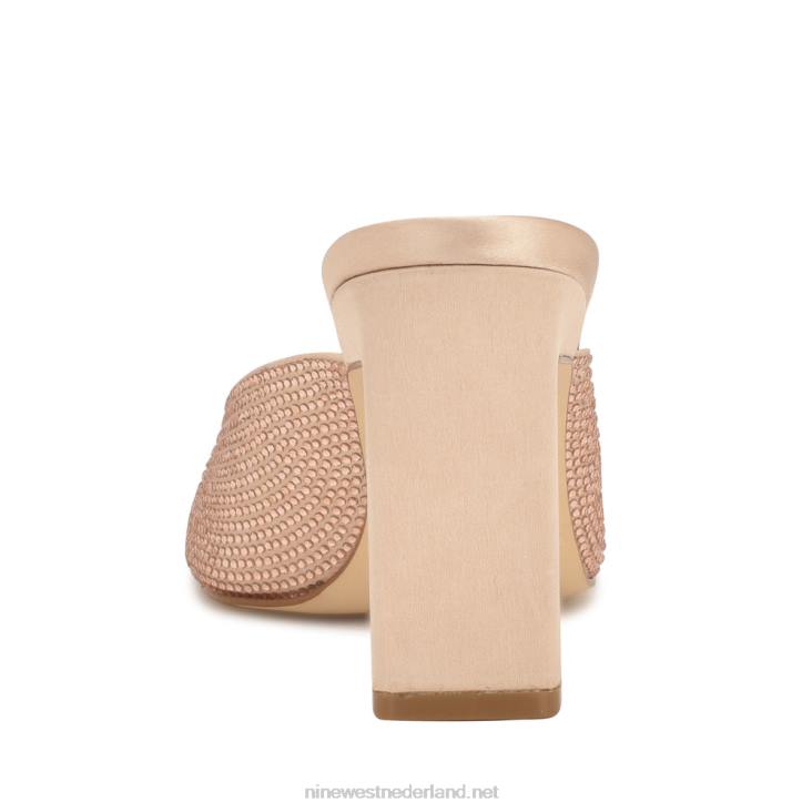 Slide sandalen met pyper hak Nine West 62LB1745 nauwelijks nude satijn