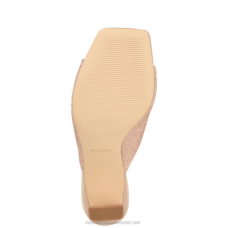 Slide sandalen met pyper hak Nine West 62LB1745 nauwelijks nude satijn